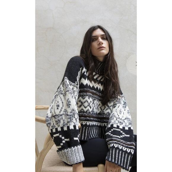 NYMANE NADIA SWEATER BLACK/CREAM KNIT Size Small - Picture 2 of 9